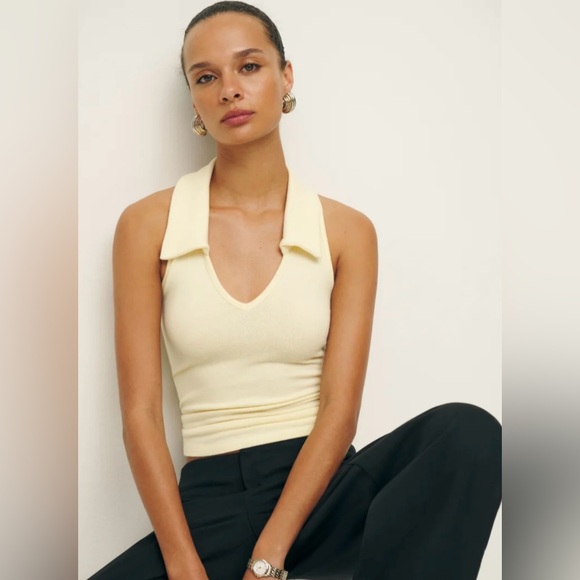 Reformation Tops - Reformation Austine Knit Polo Tank Top Butter Yellow